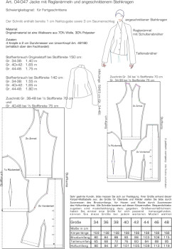 Preview: 04-047 Raglan-Jacke mit Kelchkragen